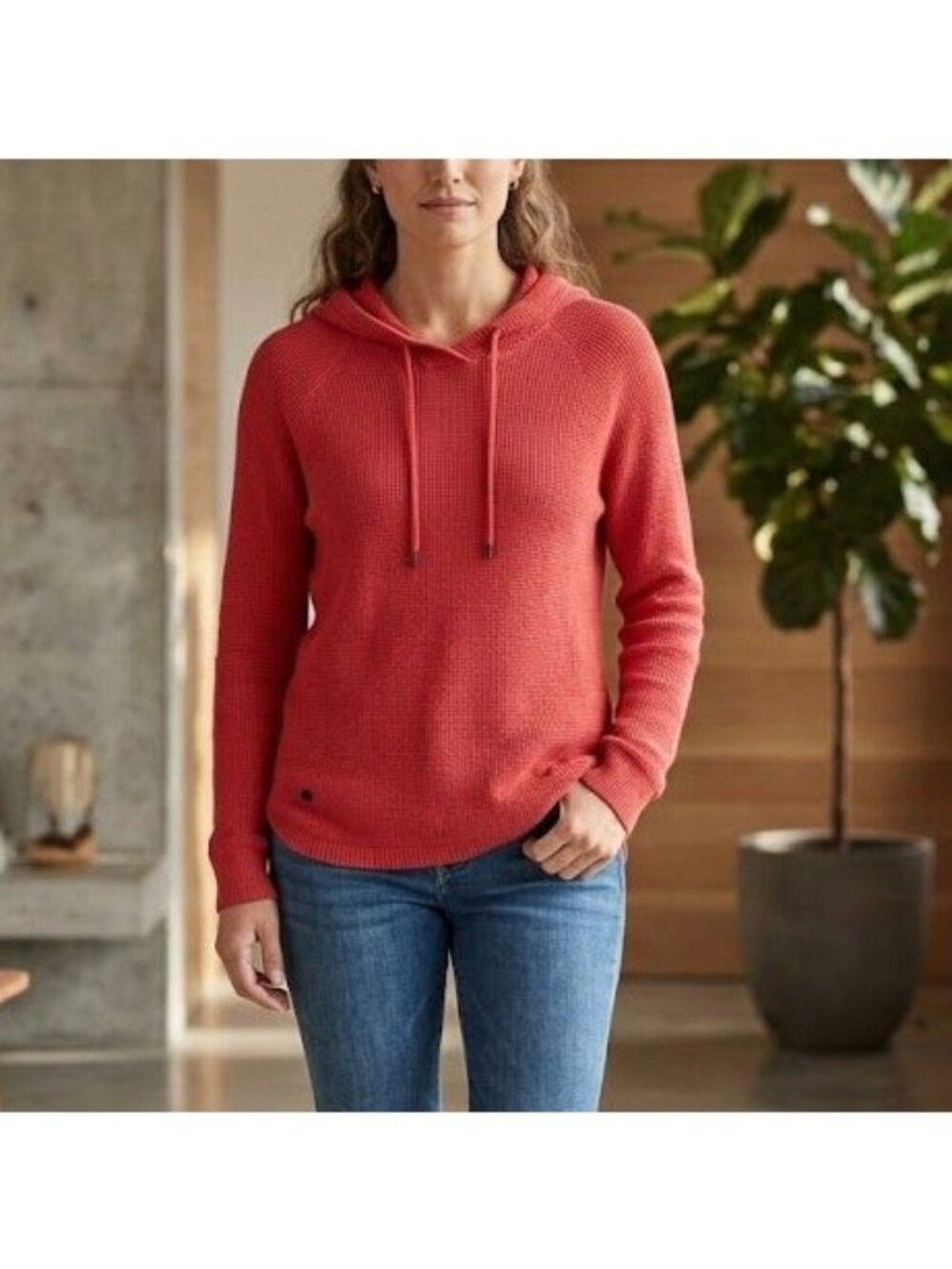 Lauren Ralph Lauren Waffle Knit Hoodie Womens Size XL Sweater Preppy Athleisure
